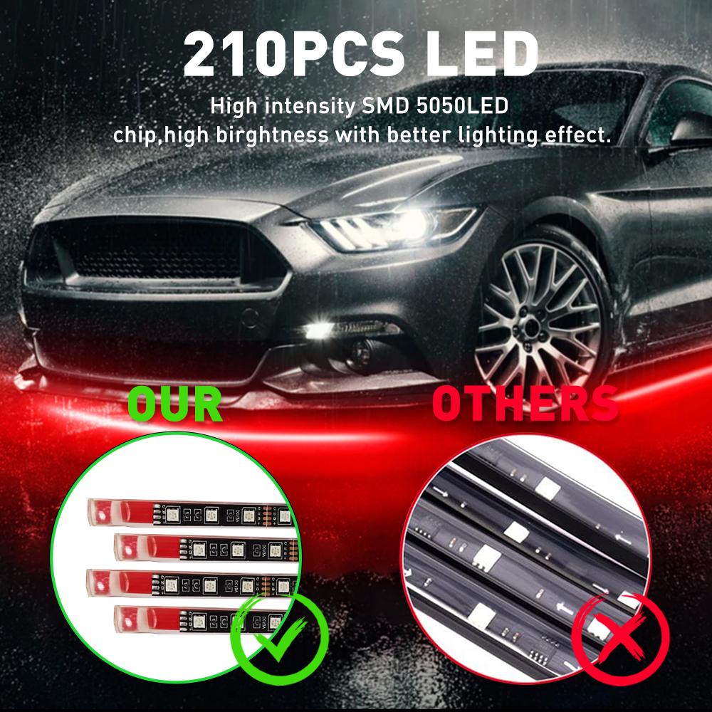 AUXITO RGB LED Strip Under Car Tube Underglow Underbody System Neon Light Lamp Kit