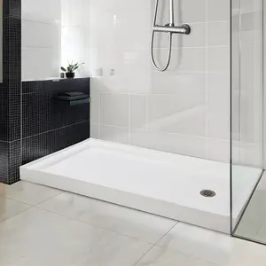 Shower Base 48"x32" or 60"x32" with Stainless Steel Drain, Non-Slip Texture, Center Drain – White Shower Pan
