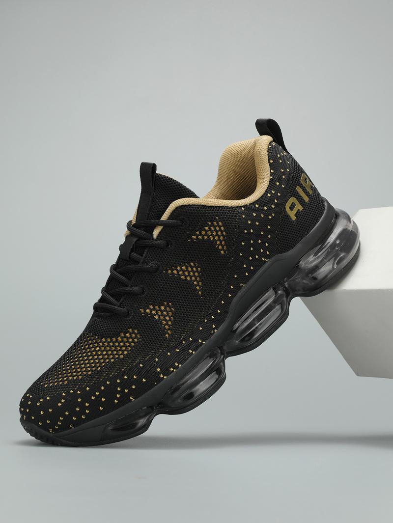 Men's Air Cushion Running Shoes Walking Jogging Fitness Gym Fashion Sneakers Lace Up Casual Comfortable Work Tennis Sport Athletic Trainers Black/Red