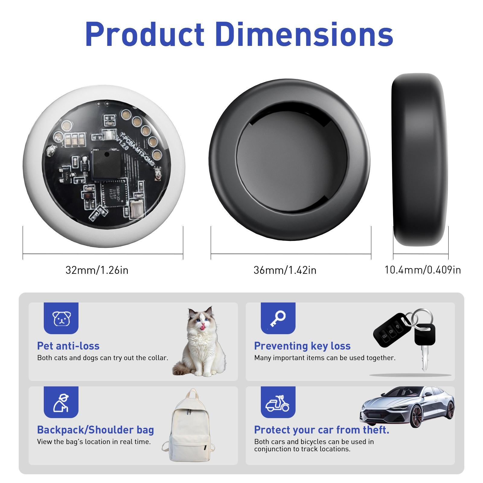 1PC Transparent Vehicle Tracker with Magnetic Case, No Monthly Fee, Global Tracking, Supports Apple Find My iOS System, Fits Cars Bikes Motorcycles Pets Luggage Personal Items