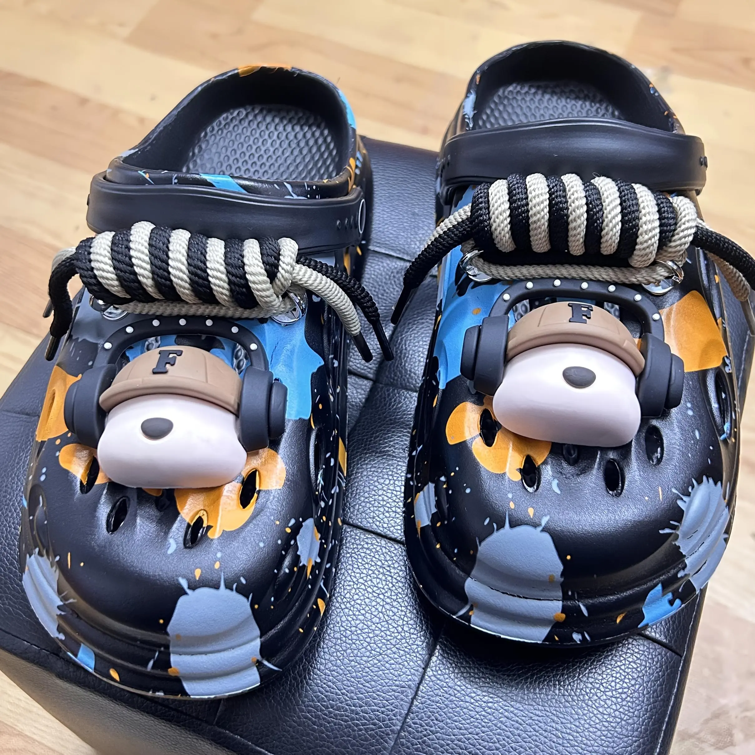 Men'S New Thick-Soled Sandals EVA Flower Beach Hole Shoes Non-Stinky Casual Outdoor Slippers