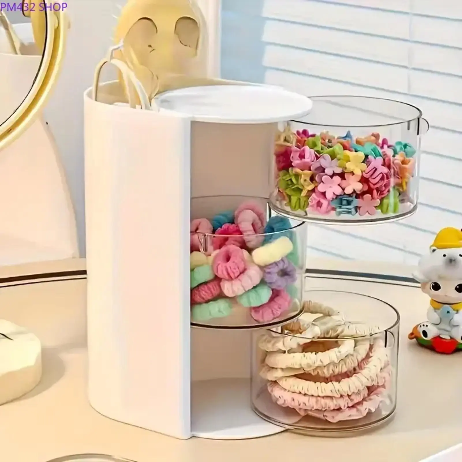Rotating Multi-Layer Transparent Storage Box – Dustproof Plastic Cosmetic Organizer, Makeup & Jewelry Storage Rack, Eyebrow Pencil & Hair Accessories Holder, Space-Saving Desktop Organizer for Vanity & Home Use