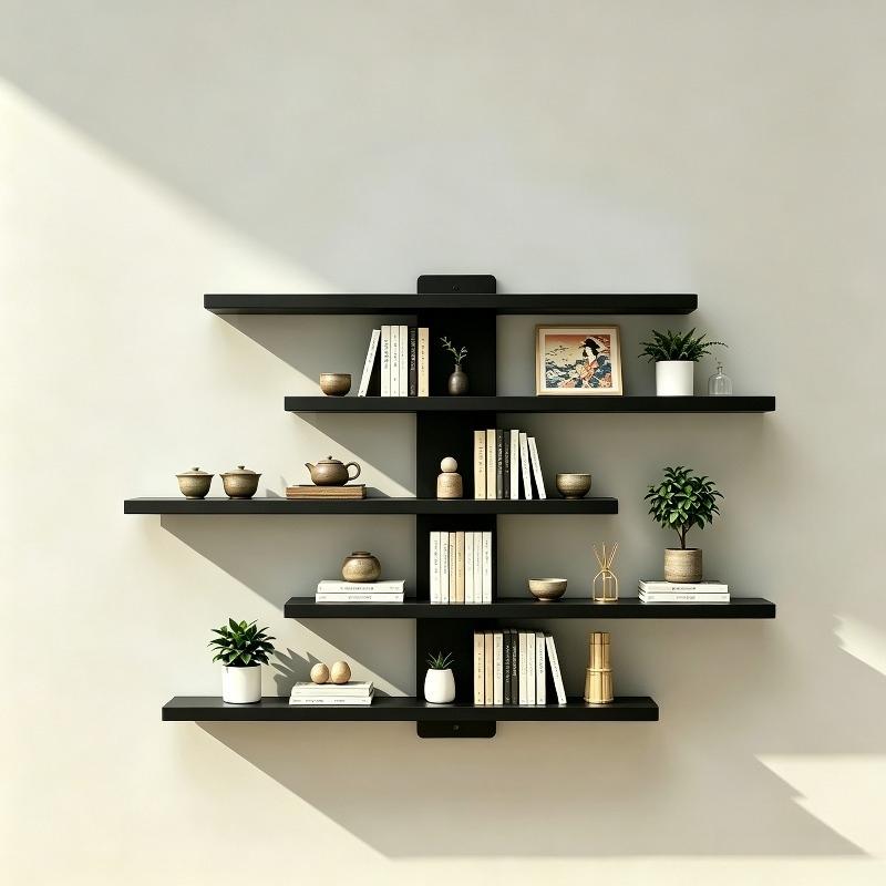 No Drill Wall Mounted Floating Shelves, Solves Wall Space Waste & Display Issues, Ideal for Bedroom, Living Room & Study, Eco-friendly Board with No-drill Installation, Multi-tier Wall Display Organizer