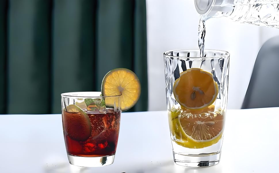 15 Oz Unbreakable Acrylic Drinking Glasses, Shatterproof BPA-Free Hard Plastic Cups, Clear Reusable Set of 6 for Kitchen Dining and Outdoor Gatherings