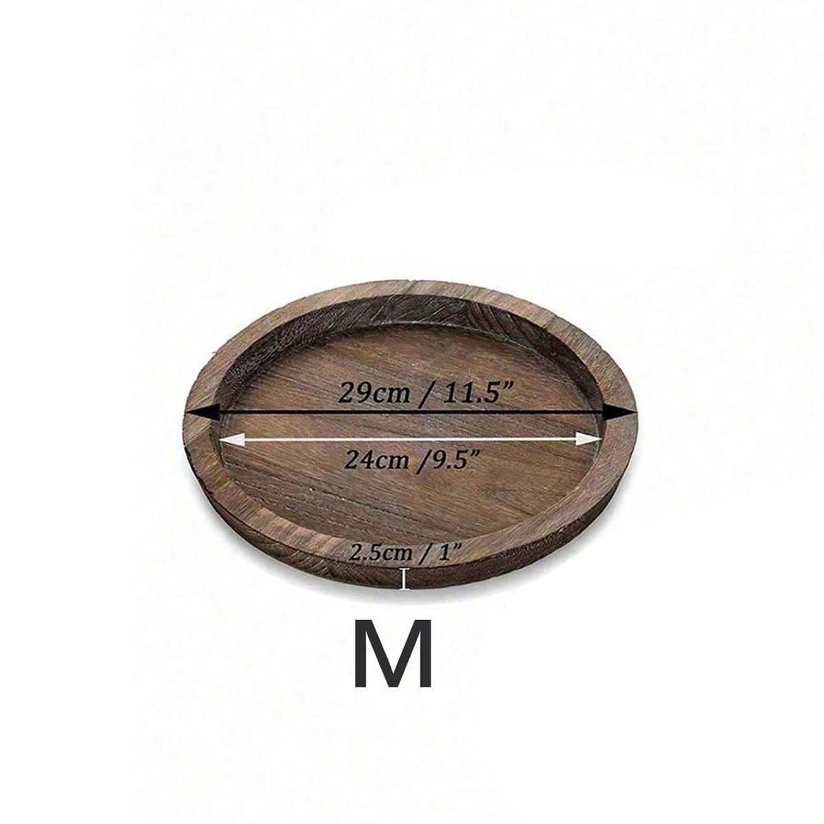 Multifunctional Wooden Tray, Decorative Round Jewelry Storage Tray for Bathroom Vanity, Rustic Farmhouse Coffee Table Decoration