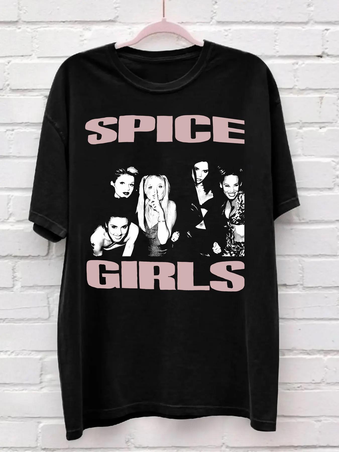 Spice Girls Retro Group Photo Oversized T-Shirt - Black & Pink 90s