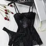 Christmas Sexy Nightdress Set, Embroidered Lingerie, Perfect Gift for Boyfriend, Clean Girl Style, Cool, Elegant Sleepwear