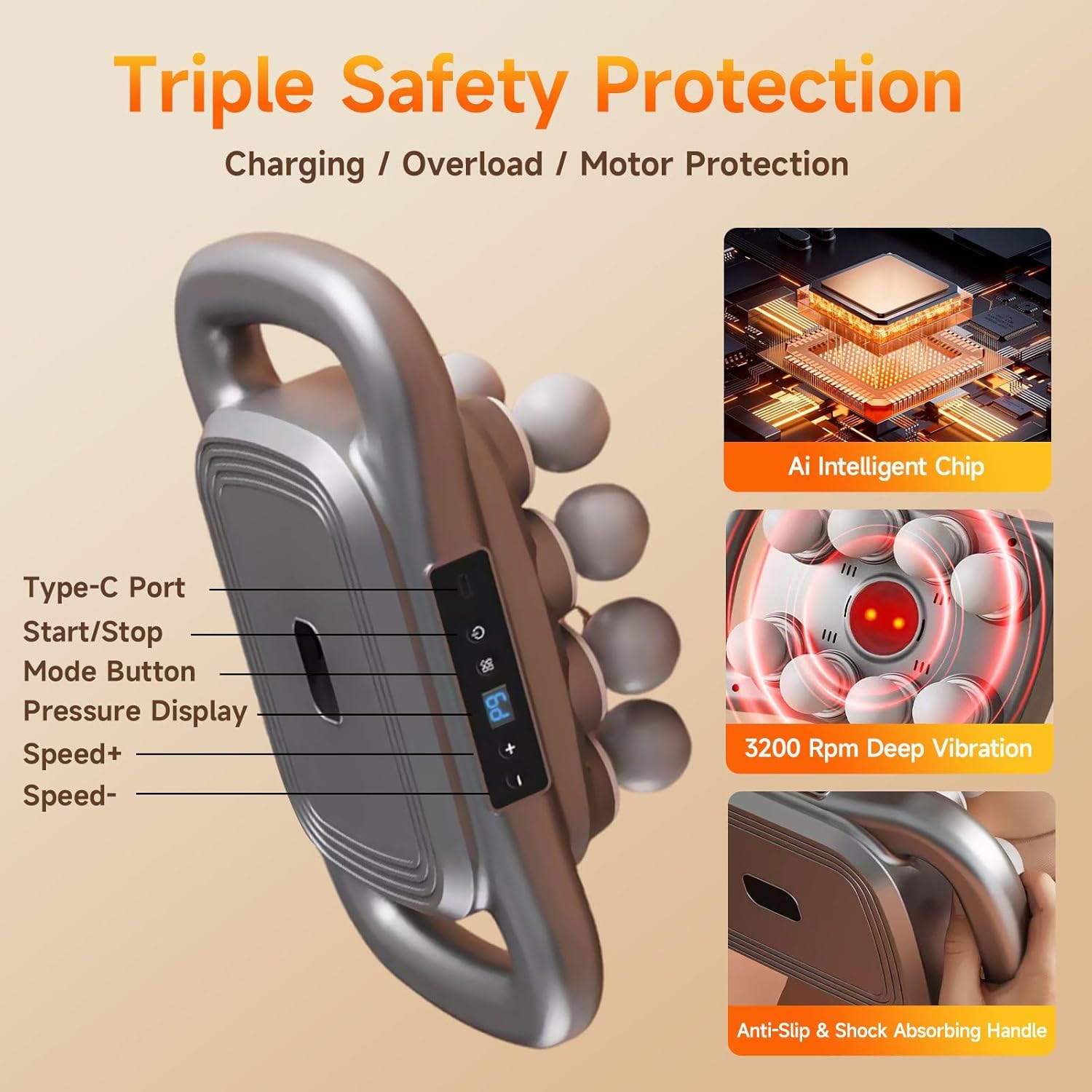 16-Head Deep Tissue Massage Gun Set with 9 Modes & Intensity Levels, Quiet Percussion Muscle Massager for Back/Shoulders/Legs, Portable Rechargeable Massager for Athletes/Office Workers, Usb Rechargeable Massagers