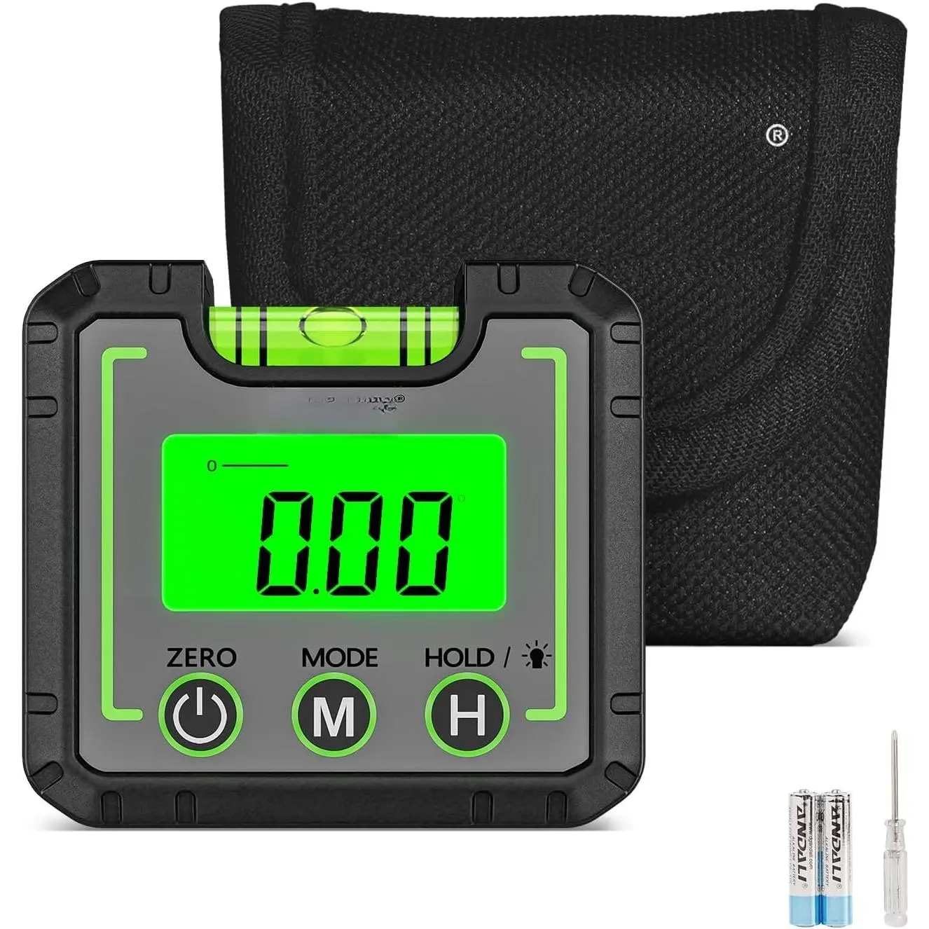 Digital Level Angle Gauge Mini Angle Finder Level Box with V-  Base&Backlit LCD Bevel Gauge Inclinometer for Carpentry,Building, Automobile, Masonry - 0~360°  Measurement AG01