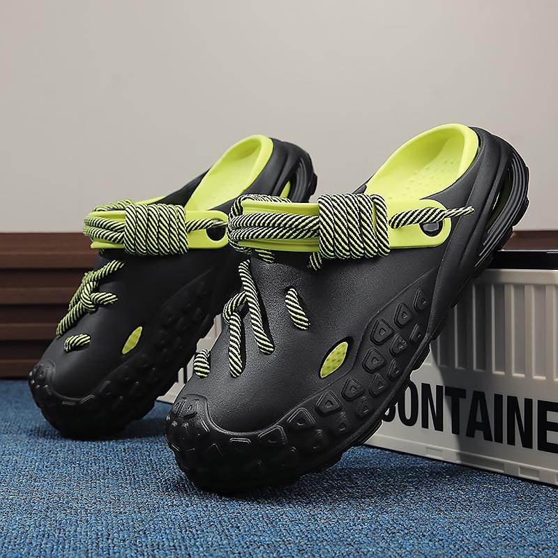 Light Oxygen Flow Cloud Holes Slippers, Eva Sole, Solid Pattern, Less Than Ankle Height, Fashionable All-Season Footwear