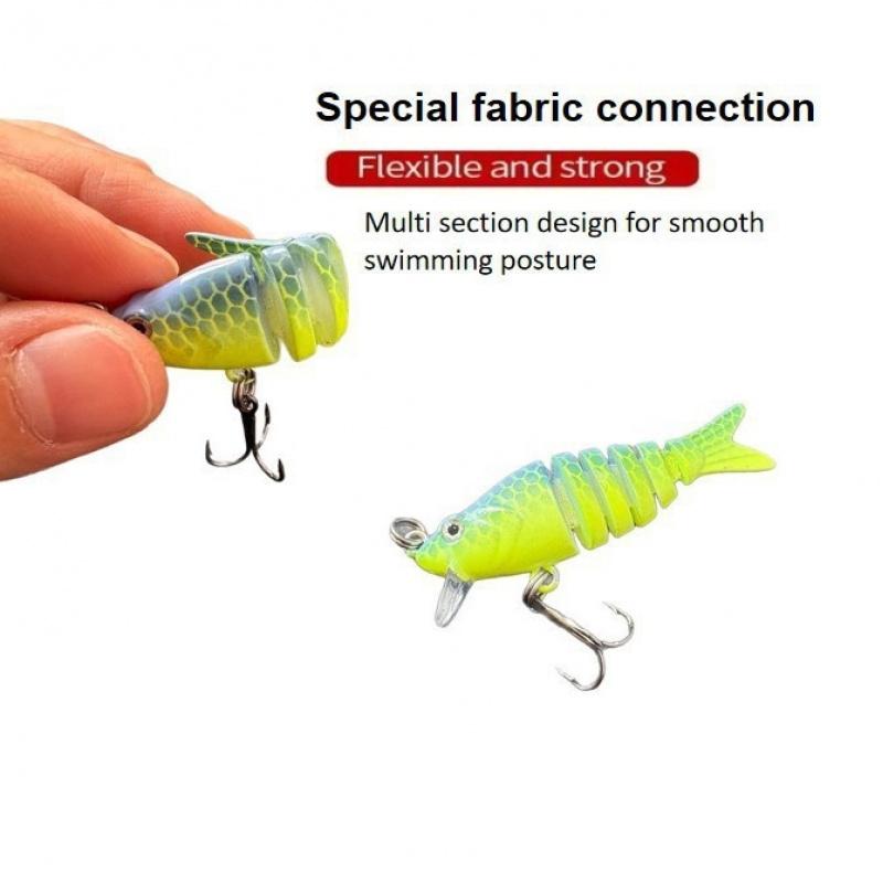 Ultra-Light 2.5g Minnow Lure | 6-Joint Swimbait for Bass | 3D Lifelike Eyes ABS Bait with Sharp High-Pitched Hooks