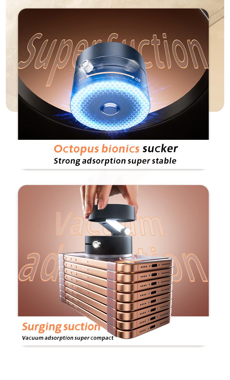 Magnetic Phone Holder Stand, Adjustable & Foldable, Strong Suction Cup, Vacuum Adsorption, Portable Multifunctional Mobile Phone Stand for Car & Multi-Scene Use vacuum magnetic