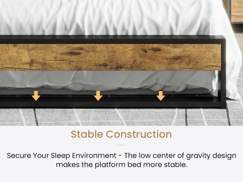 SHA CERLIN Bed Frame with Wooden Headboard,【Frame Only No Mattress】 Heavy Duty Metal Platform Bed, Single Platform Bed for Kids, No Box Spring Needed,Rustic Brown#ChristmasGifts#TikTokShopBlackFriday SHA CERLIN Bed Frame with Wooden Headboard,【Frame Only No Mattress】 Heavy Duty Metal Platform Bed, Single Platform Bed for Kids, No Box Spring Needed,Rustic Brown#ChristmasGifts#TikTokShopBlackFriday