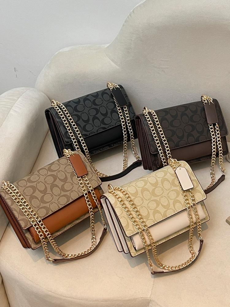 Elegant Women's Crossbody Shoulder Bag, Snake Skin Pattern PU Leather Handbag, Chain Design, All Season Use, American Retro Style