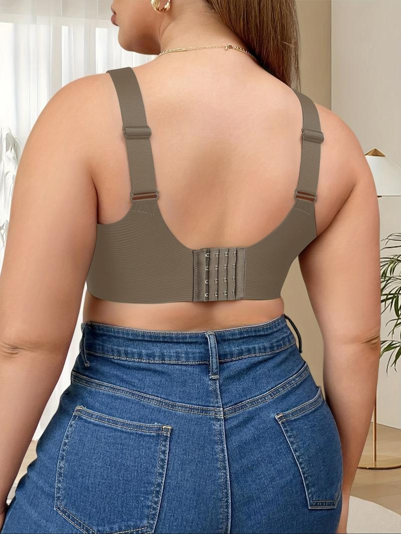 Women's Seamless Bra Set of 6, Wide Shoulder Straps, Medium Support, Plain Pattern, Sizes 1xl-4xl, Casual Daily Wear