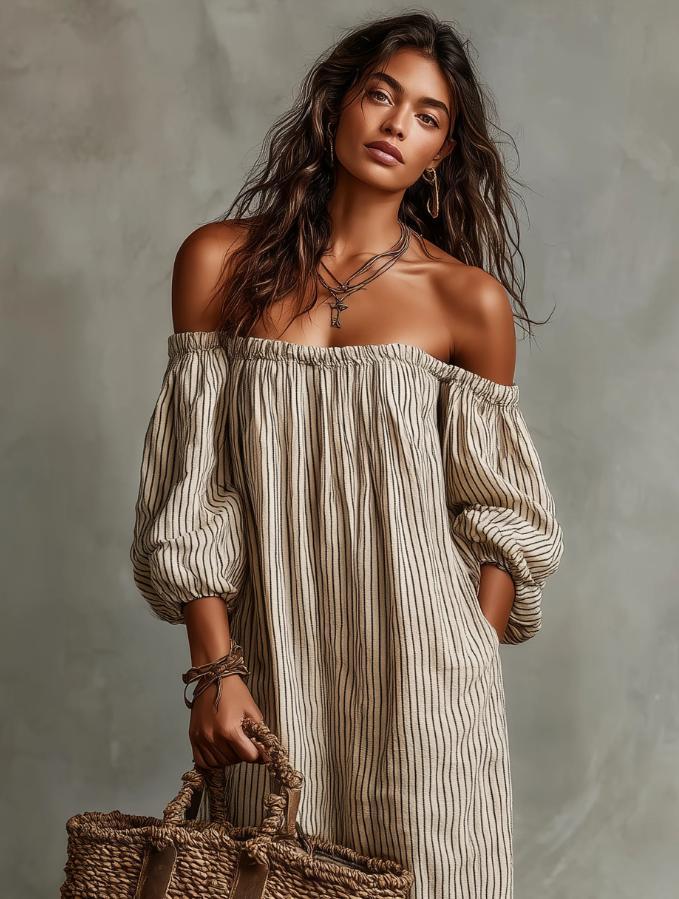2026 Summer New Arrival: Elegant, Casual, Loose-Fit Striped Dress