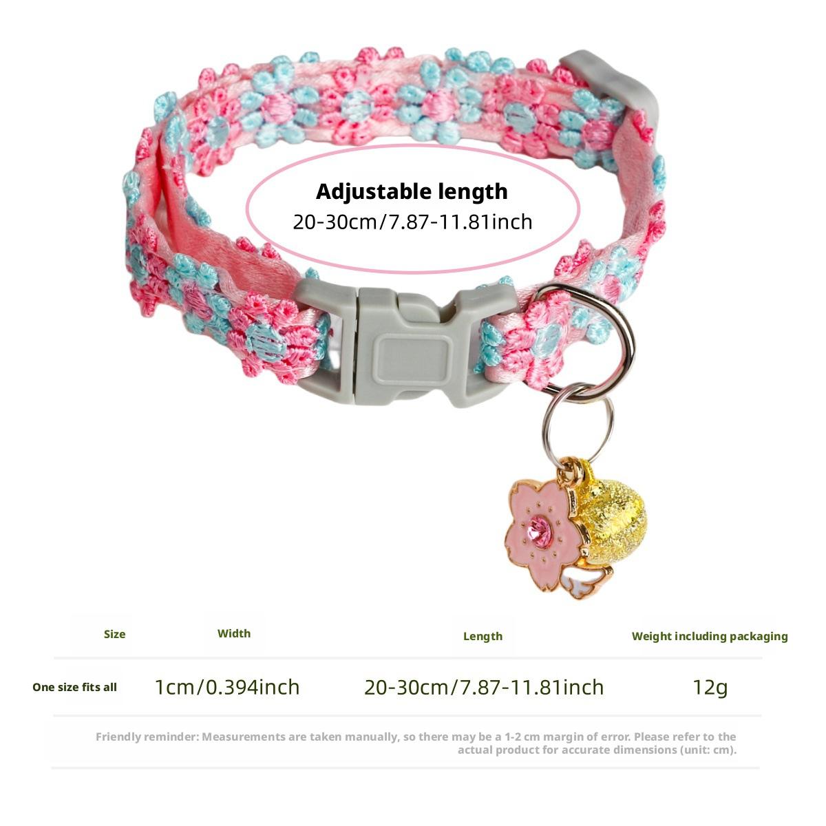 Dopamine Colorful Spring Cat Collar with Elegant Lace Embroidery Gentle Adjustable Fit and Jingle Bell for Cats and Tiny Dogs Stylish Pet Fashion Neckband Accessory