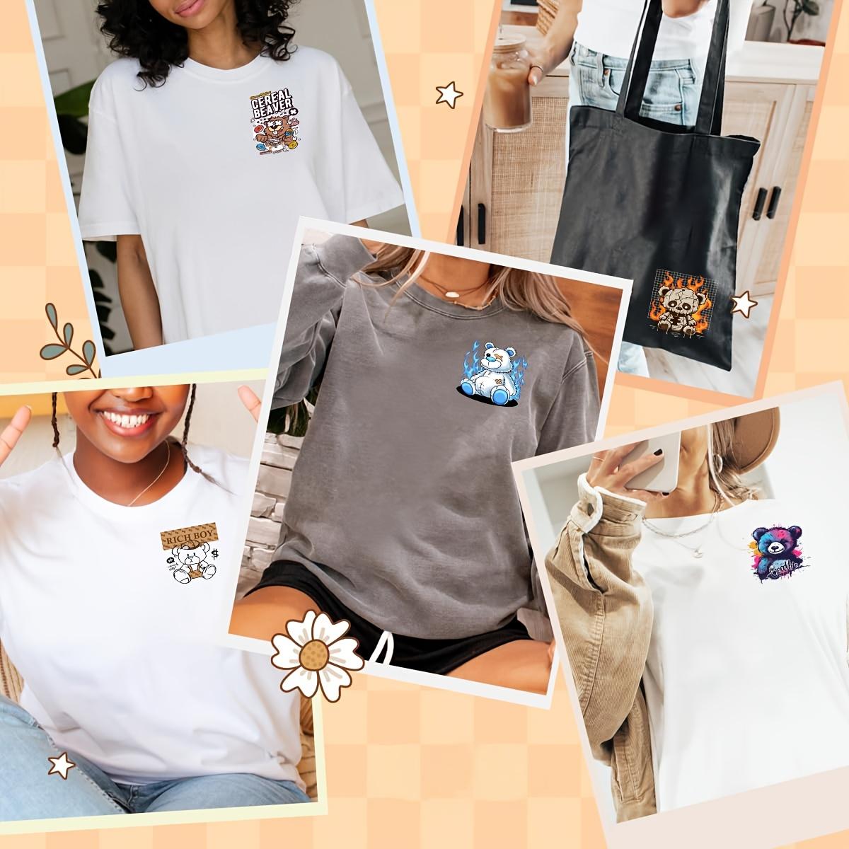 36pcs Durable Washable DIY Heat Transfer Stickers, Cute Bear Series, for Clothing Pants T-Shirts Sports Wear Hats Bags Pillows Backpacks Art Handmade Crafts, DIY Craft Decor, DIY Products