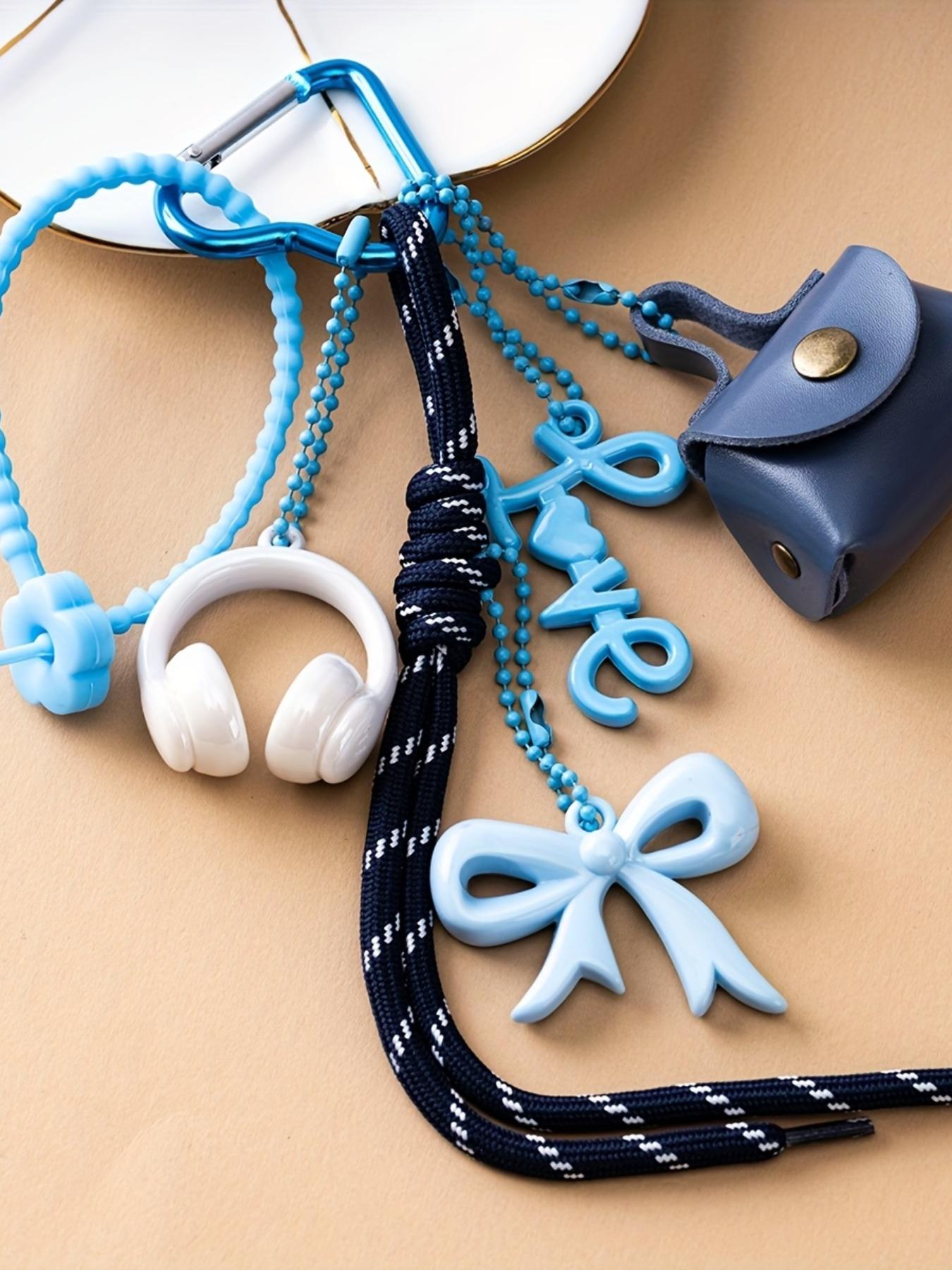 Women's Cartoon-Themed 3D Headphone & Leopard Purse Charm Keychain, Gift, Headphone Pendant Accessory for Keys, Bags & Backpacks, Charm for Purse, Bag Decoration, Decorative Keychain Lanyard