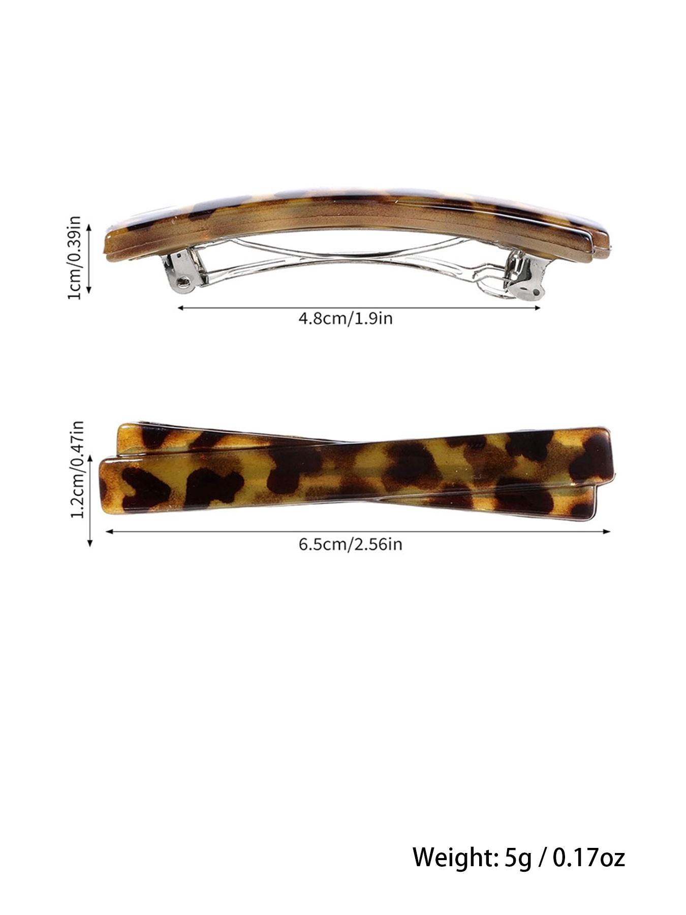 4pcs New Tortoiseshell Leopard Print Hair Clips, French Fashion Vintage Style Bangs Clip, Half-Up Hairstyle Accessories for Women