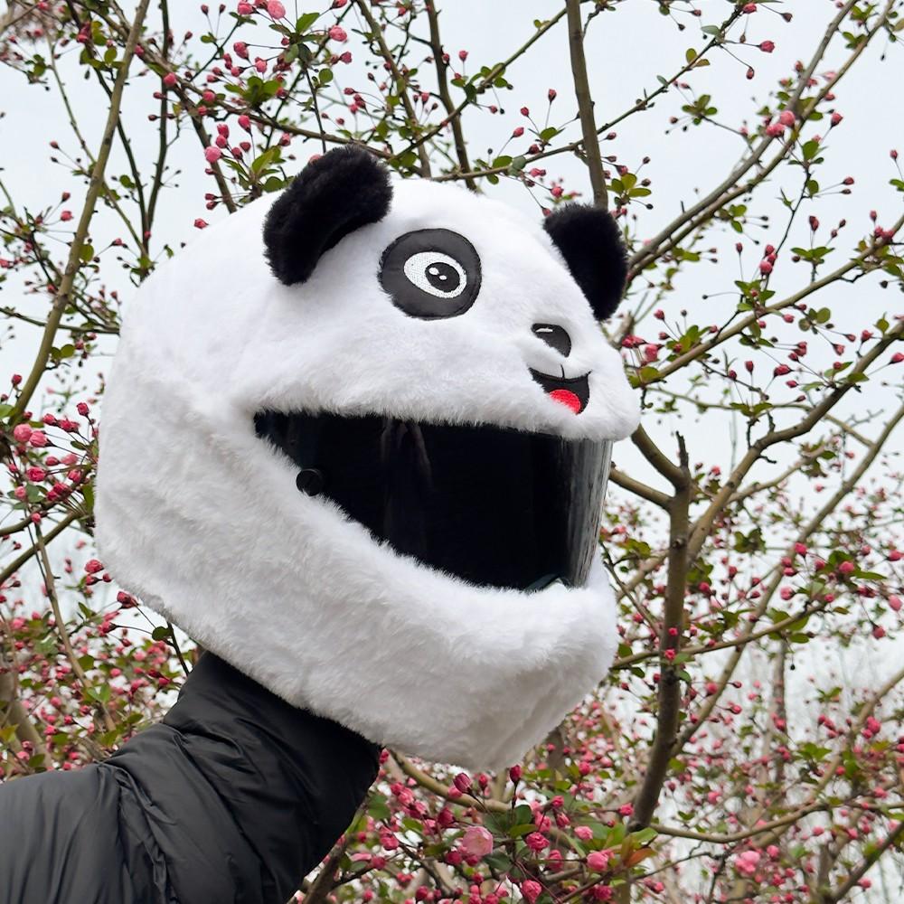 Cute Panda Motorcycle Helmet Cover, Soft Comfortable Easy to Wear, Prevents Helmet Wear, Ideal for Riding, Festive Parties
