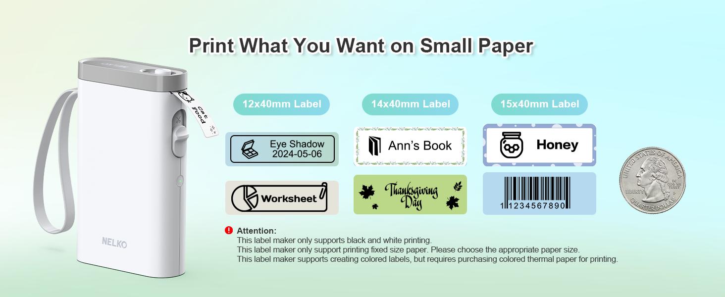 NELKO P21 Bluetooth Thermal Label Printer, Portable Label Maker, Thermal Printer for Organization, Storage, Office and Home