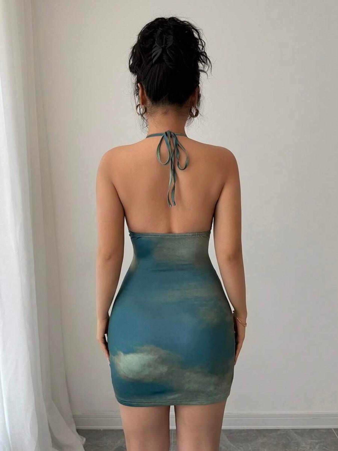 Women's Sexy Backless Tie Dye Floral Mini Dress, Slim-Fit Gradient Print Evening Party Dress, All-Seasons Fashionable - TikTok Shop Women's Sexy Backless Tie Dye Floral Mini Dress, Slim-Fit Gradient Print Evening Party Dress, All-Seasons Fashionable - TikTok Shop