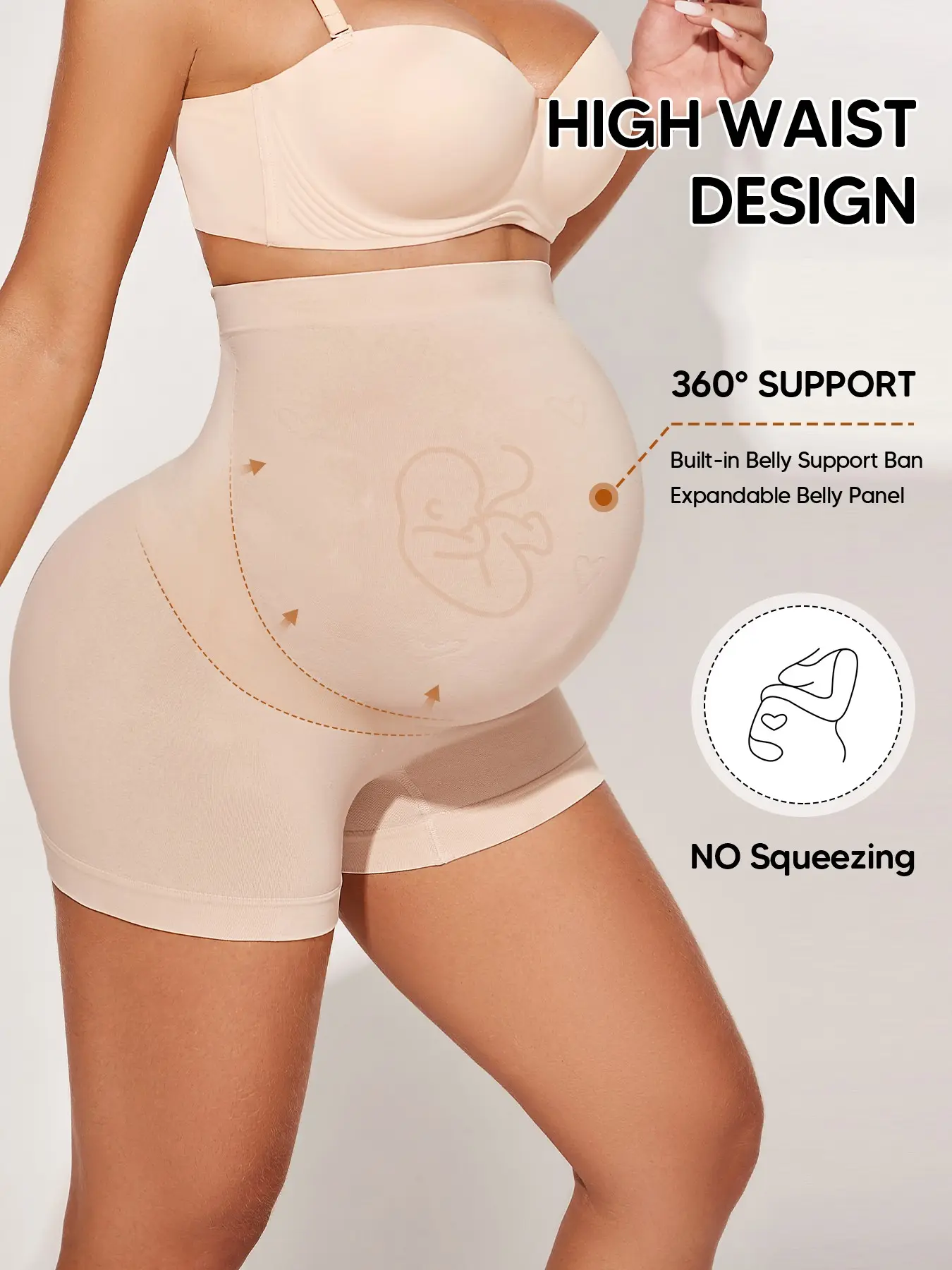 Maternity Seamless High Waisted Support Shorts, Soft & Breathable Belly Support Underwear, Maternity Undies, Maternity Supplies, Pregnancy Shapewear, Pregnancy Must Haves