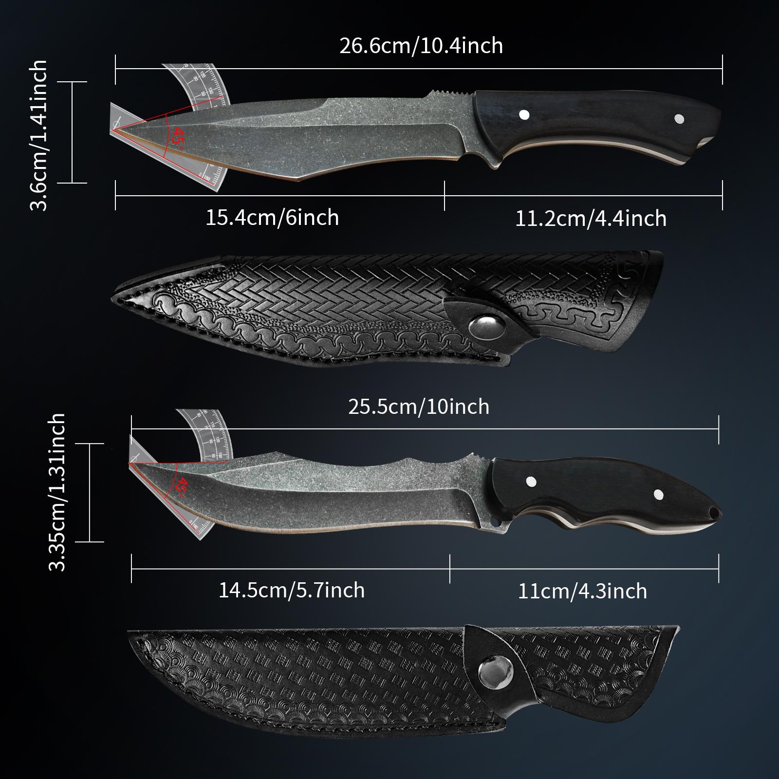 High-carbon steel knife A meat cleaver for professional .fruit cutting， It has a fixed blade and comes with a  sheath. The blade surface is stone-washed, making it sturdy and durable. The handle is comfortable and ergonomically designed, fathersdaygifts