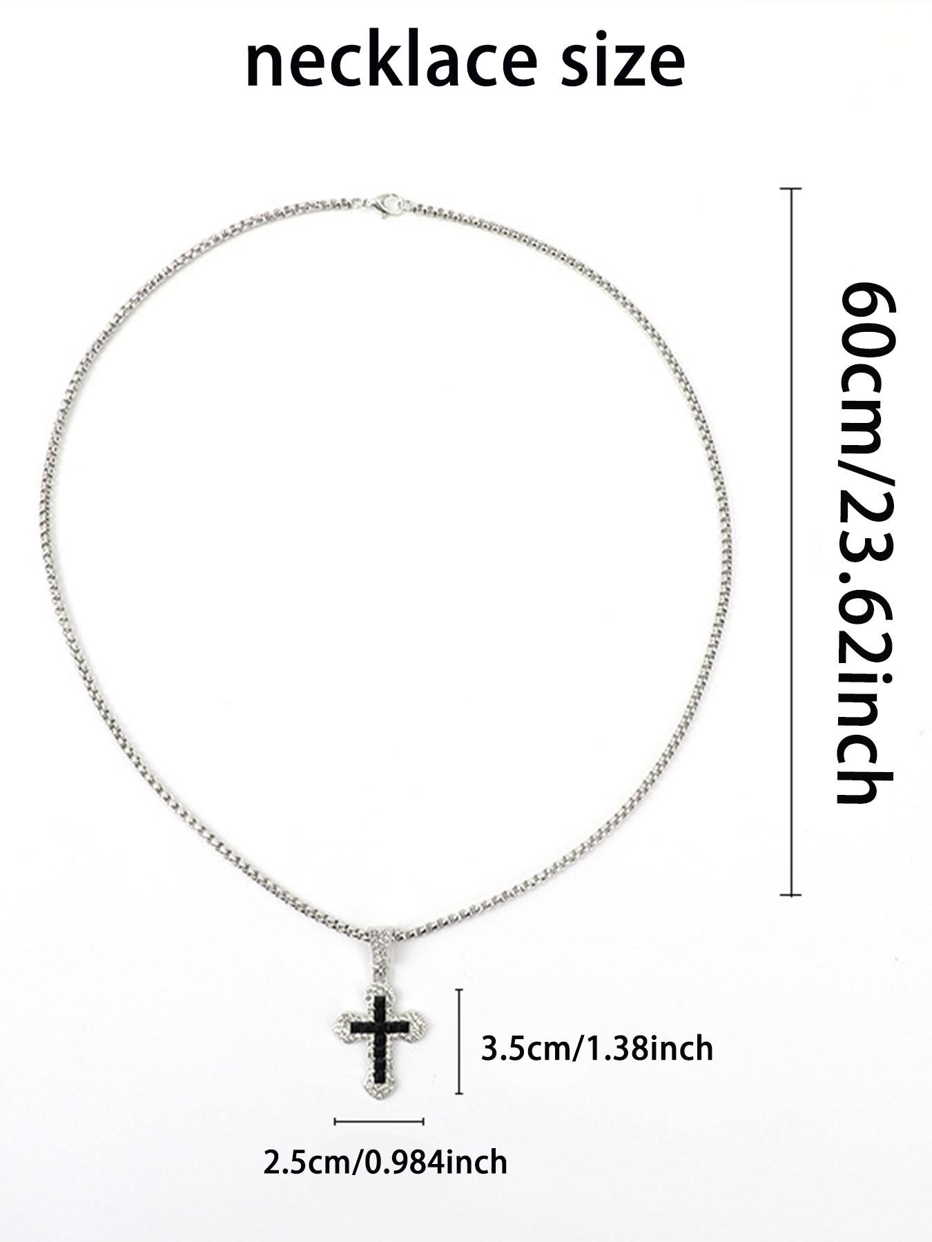 Cross Necklace Hip Hop Style Zircon Pendant Jewelry, Titanium Steel Versatile Chain, Full Diamond Inlay, Multi-Color Options, Fade-Resistant