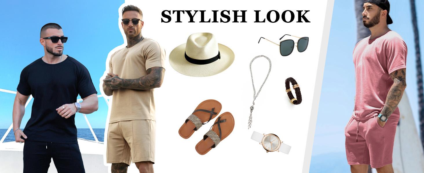 GINGTTO Mens Short Sets 2 Piece Outfits Fashion Summer Tracksuits Casual Set GINGTTO Mens Short Sets 2 Piece Outfits Fashion Summer Tracksuits Casual Set