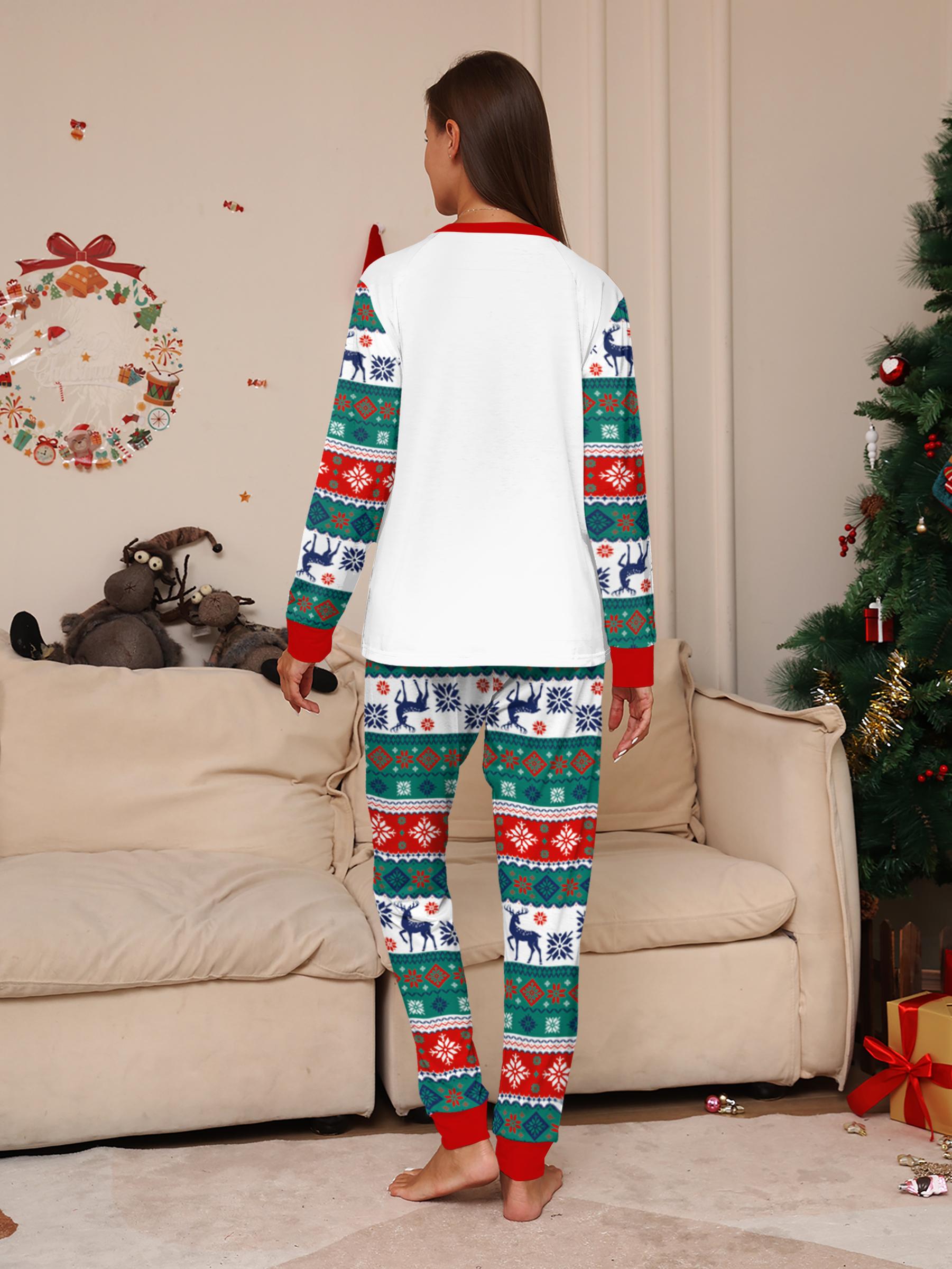 Family Christmas Pajamas Set for Family of 4, 2-Piece Outfit, Christmas Hat Letter Print Soft Knit Loungewear, Breathable Skin-Friendly Sleep Set, Ideal for Christmas Family Photos, Holiday Family Party Outfits, Festive Christmas Gift Family Loungewear