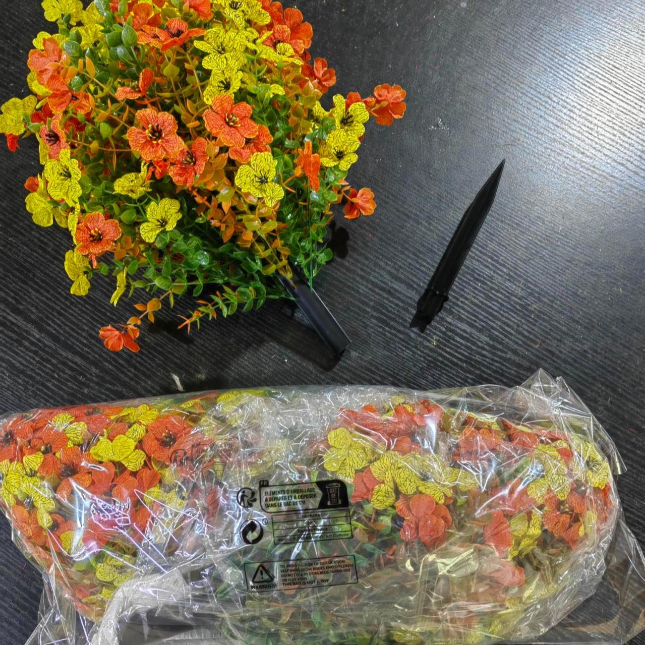 1 Pack Fall Artificial Morning Glory Topiary Balls with Ground Stakes, UV Resistant Waterproof Fade-Proof, Autumn Halloween Thanksgiving Decor for Porch Planters Garden Pathway Fence Outdoor Decor, Artificial Flower Ball