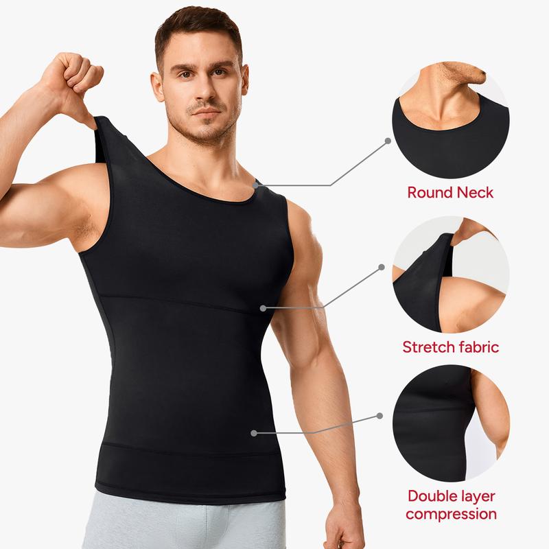 Nebility Men's Sleeveless Crew Neck Belly Compression Tank Activewear Menswear Tank Top Straps Undershirt Menswear
