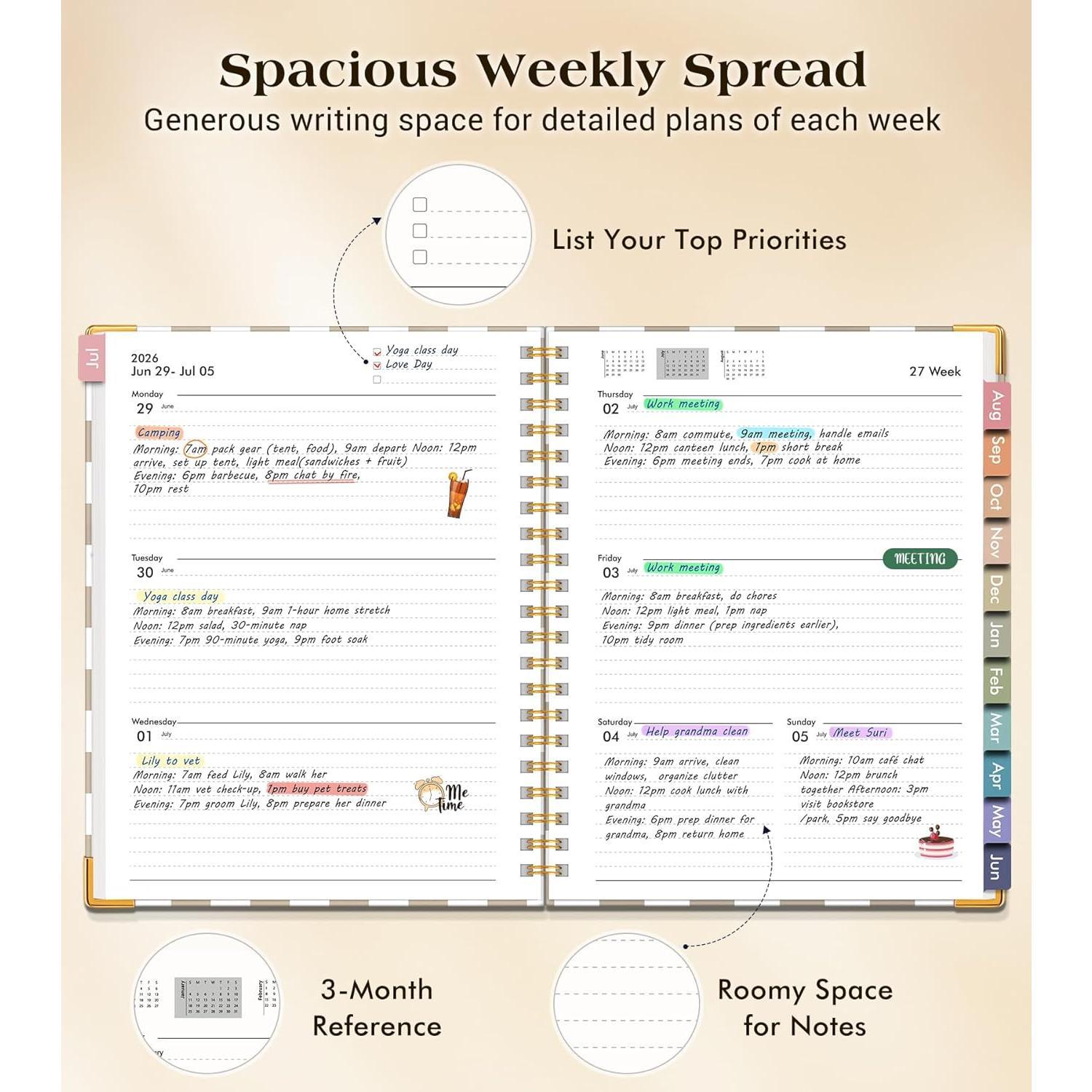 Academic Planner 2026-2027, Hardcover Weekly and Monthly Calendar Planner from July 2026 - June 2027, 8.5" x 11" A4 Large Daily Agenda with Tabs, College School Organizer for Student Teacher, Gingham Academic Planner 2026-2027, Hardcover Weekly and Monthly Calendar Planner from July 2026 - June 2027, 8.5" x 11" A4 Large Daily Agenda with Tabs, College School Organizer for Student Teacher, Gingham