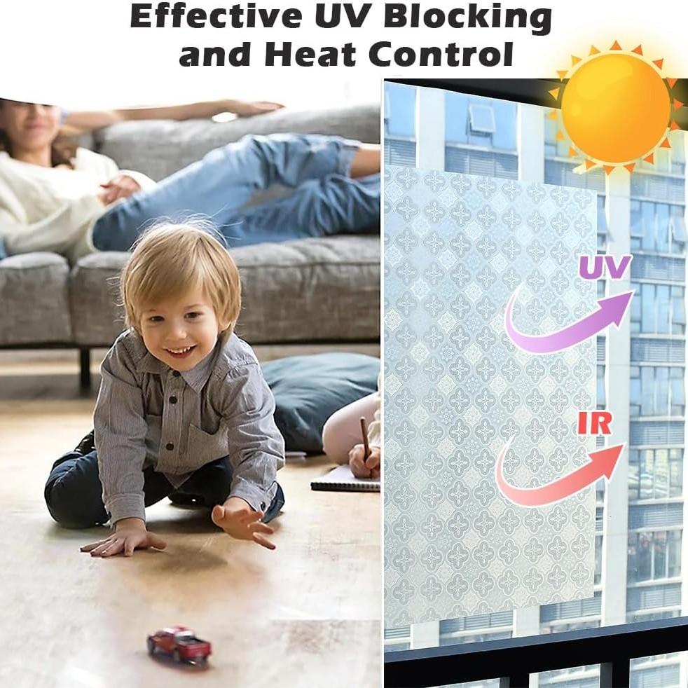 Window Privacy Film Roll, Privacy Film For Glass Windows, Static Adhesive Colorful Decorative Glass Sticker, Sun UV Protection, Heat Control, Bathroom, Front Door, Office Use