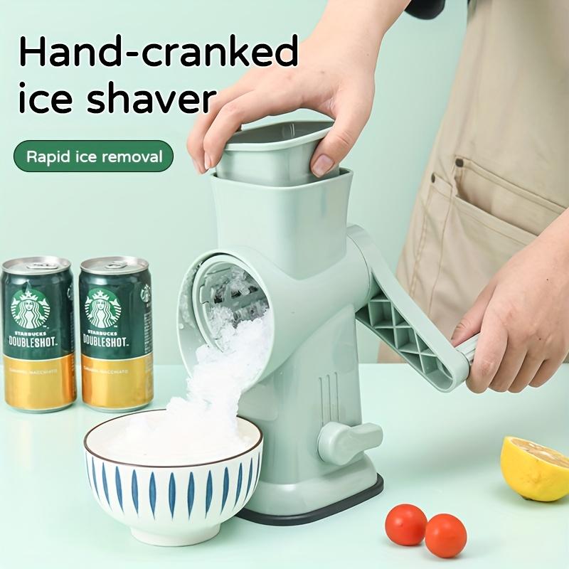 Manual Ice Maker Machine, Heavy-Duty Stainless & Plastic Hand-Crank Ice Crusher, Portable No-Electricity Ice Maker with Operation, Suitable for Home Outdoor Ice Businesses