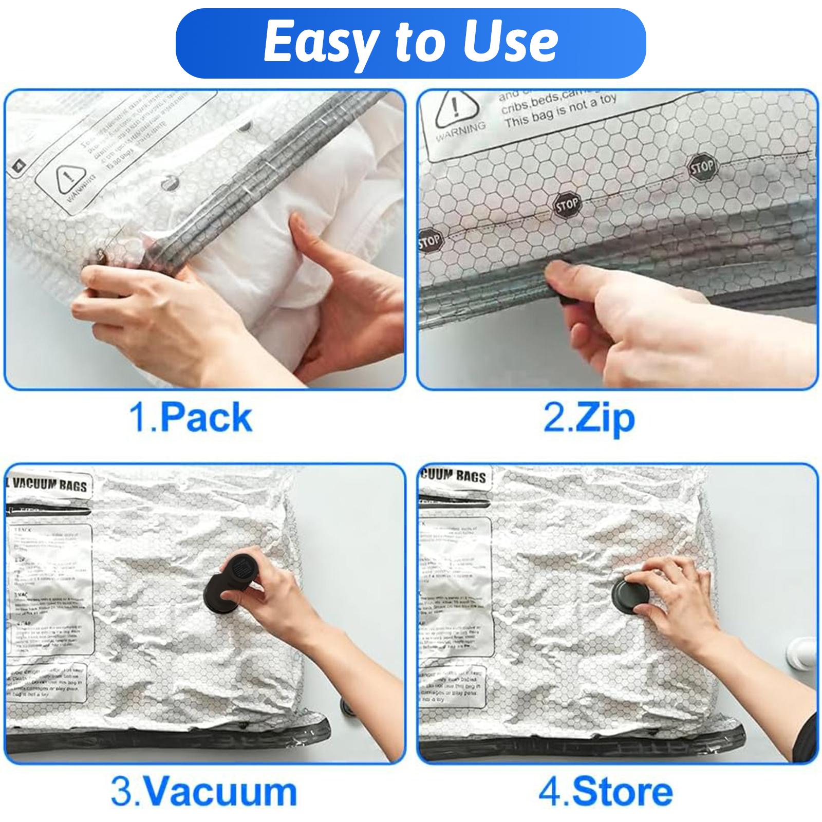 Vacuum Storage Bags 15 Pack Cordless Travel Vacuum Compression Bag Set Equipped with Electric Air Pump Space Saver for Clothes Comforters Blankets Travel Home Organization