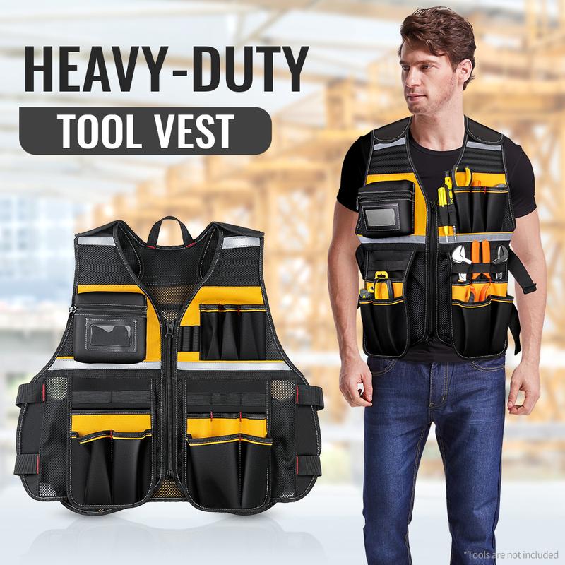 WINHUNT Multi-functional Tool Vest, Multi-pocket Tool Vest for Men, Tool Storage Vest for Home and Office, Reflective Safety Vest WINHUNT Multi-functional Tool Vest, Multi-pocket Tool Vest for Men, Tool Storage Vest for Home and Office, Reflective Safety Vest