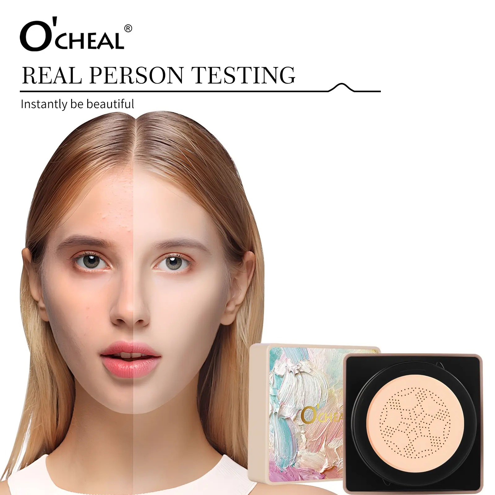 Nutritious Beauty Mushroom Cushion Concealer CC Cream, Oil Control, Long-Lasting, Non-Drying, Natural Bare Makeup, Ideal for Daily Use and Gifting