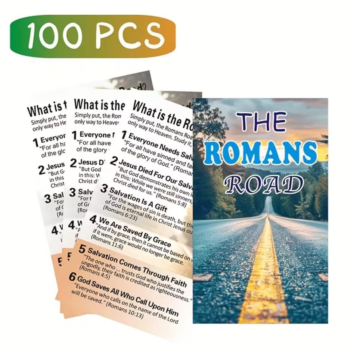 100 Gospel Tracts, Salvation Cards, Pocket Prayer Postcards, Christian Inspirational Bible Verse Gifts(Matte Finish — The Roman Road)Suitable for Wallet Plans, Bookmarks, And Outreach to Christian Youth of gift。