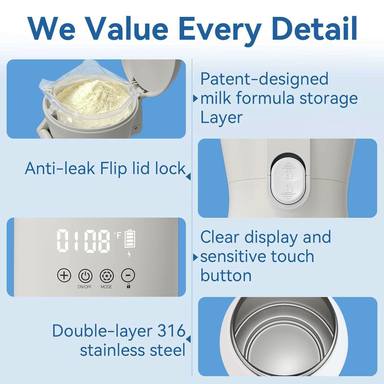 New Portable Baby Bottle Warmer for Breastmilk, USB Rechargeable Travel Milk Heater, Convenient Infant Feeding Accessory