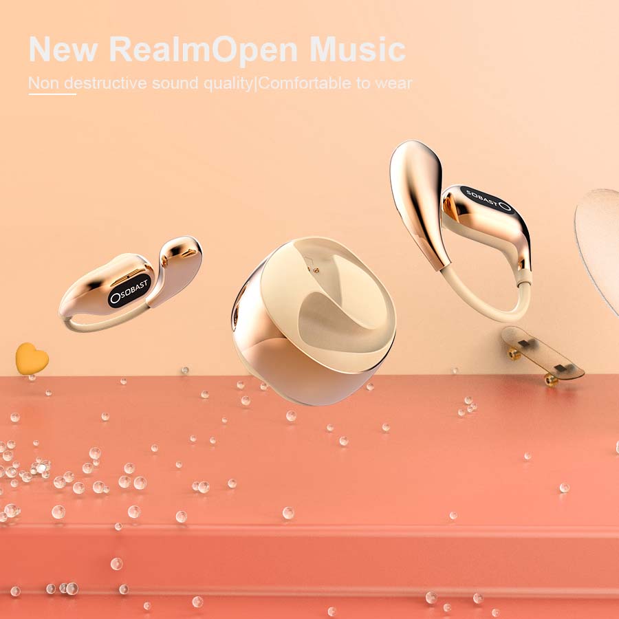 SOBAST Earhook Design Wireless Headset - Noise cancelling headset for mobile phones, long battery life, high fidelity sound quality headset Headphones Black Beige model Audio Electronic