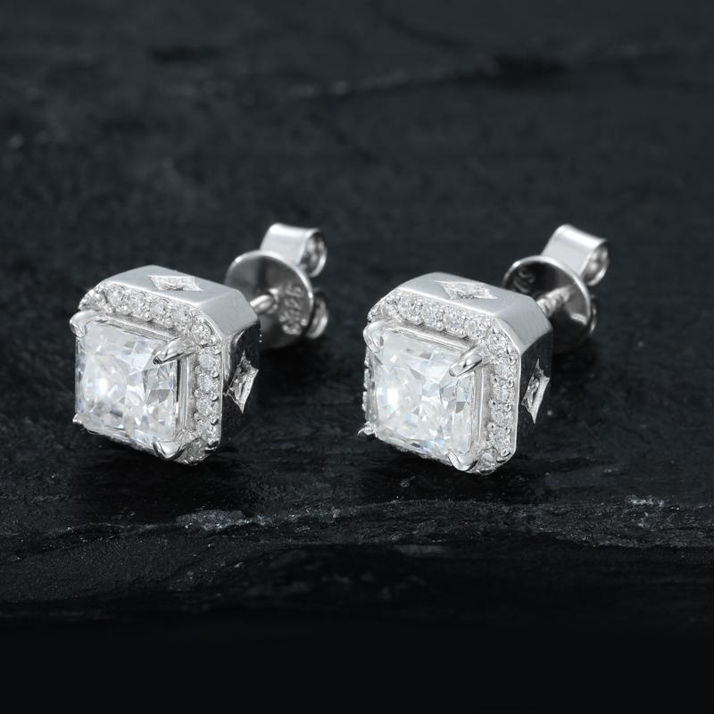 【#E544】Three Sizes Iced Out Stud Earrings UCCIYO Synthetic Moissanite Earrings For Women 925 Sterling Silver Stud Earring Men Hip Hop Jewelry Couple Gift