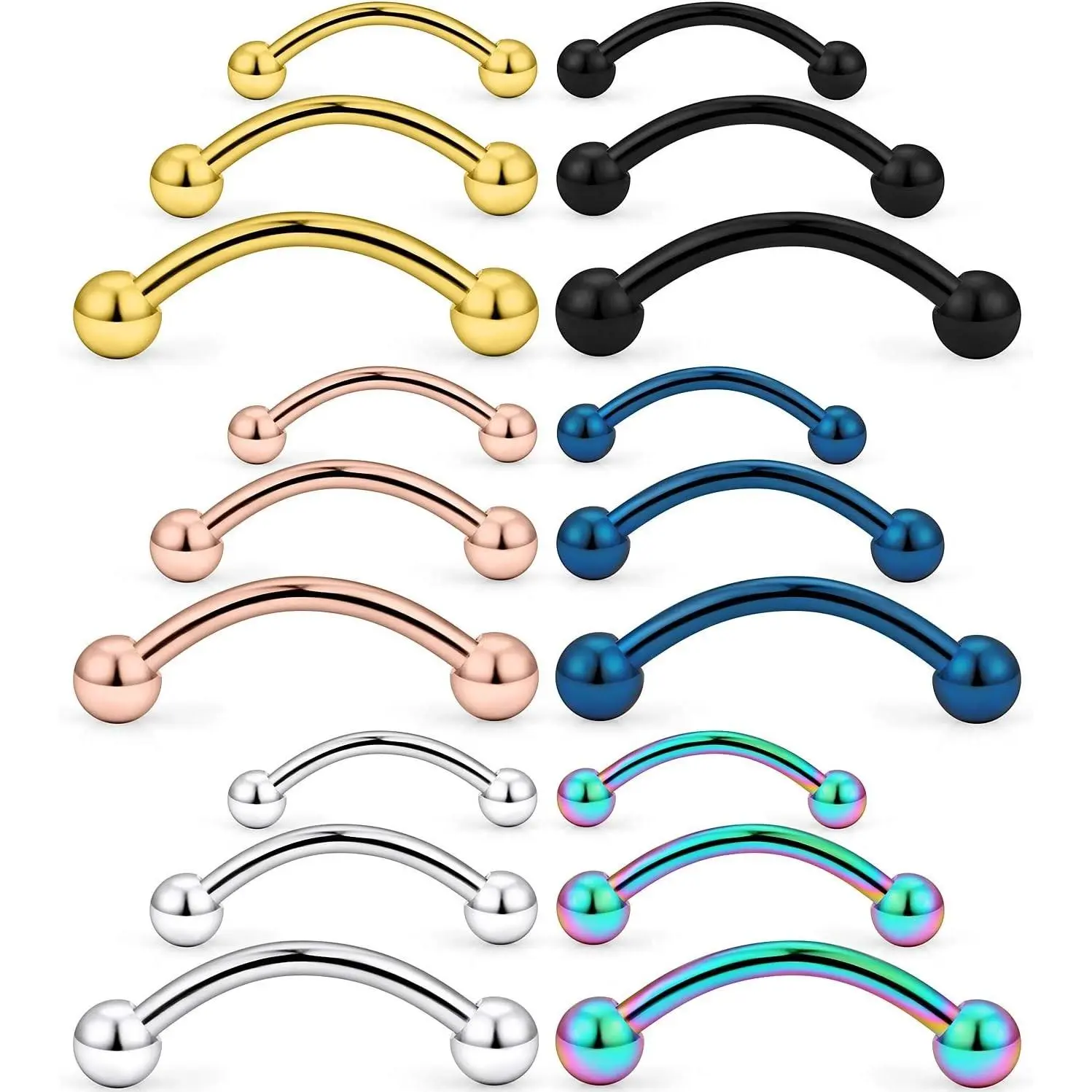 18-36PCS 16G Stainless Steel Body Piercing Jewelry Set Eyebrow Tragus Helix Rook Daith Earrings Tongue Nipple Belly Lip Ring Barbell 6-16mmGift