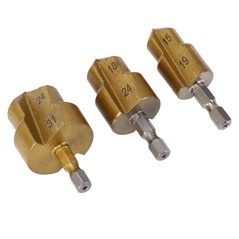 Ppr Pipe Expanding Drill Bits Set, High-Speed Steel Tools, 20mm 25mm 32mm Sizes, Hex Shank 1/4 Inch, Plumbing Hole Drilling Kit