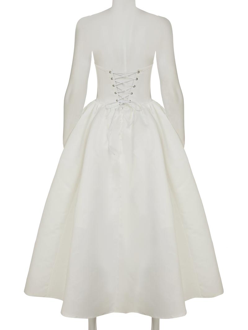 Women's elegant white slim-fit strapless floor-length dress with simple chest-shaped back strap design for evening gowns, suitable for wedding parties, clubs, formal wear, Classy Dresses