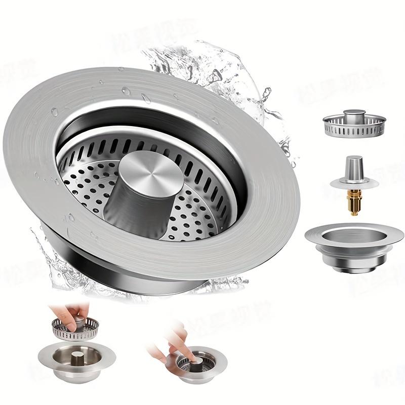 3-in-1 Kitchen Sink Drain Strainer,Stainless Steel Sink Plug, Deodorizing Anti-ClogBasket Strainer for US Standard 3-1/2 Inch Drains Home Goods stainless steel sink strainer stoppe 4 sus304 anti-clogging basket anti-clog