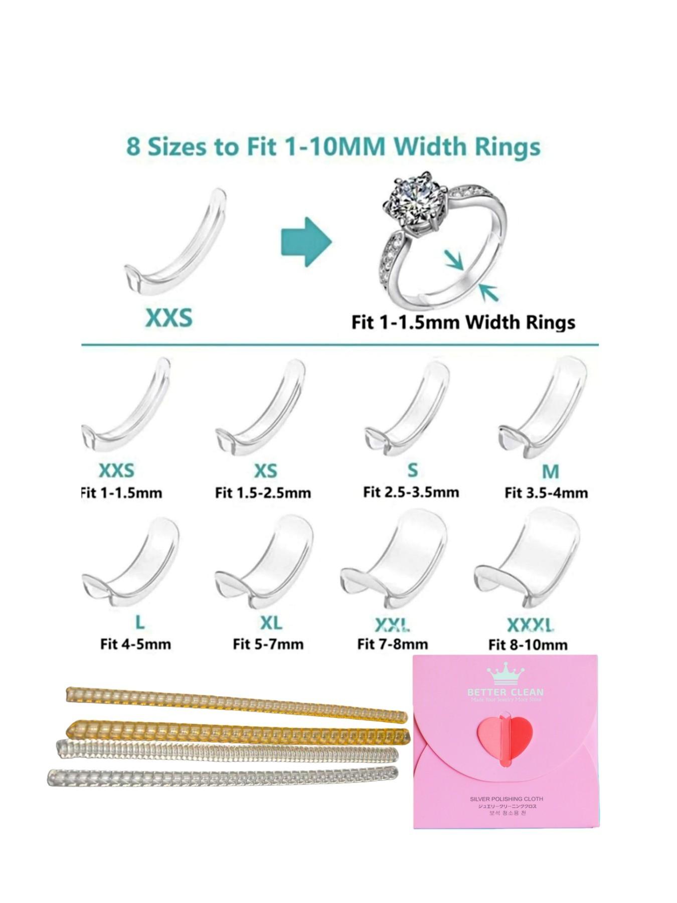 20 Piece Ring Sizing Adjuster Set, Invisible Ring Protector for Men and Women, Includes Polishing Cloth, Anti-Slip Ring Sleeve, Wedding Band Adapter