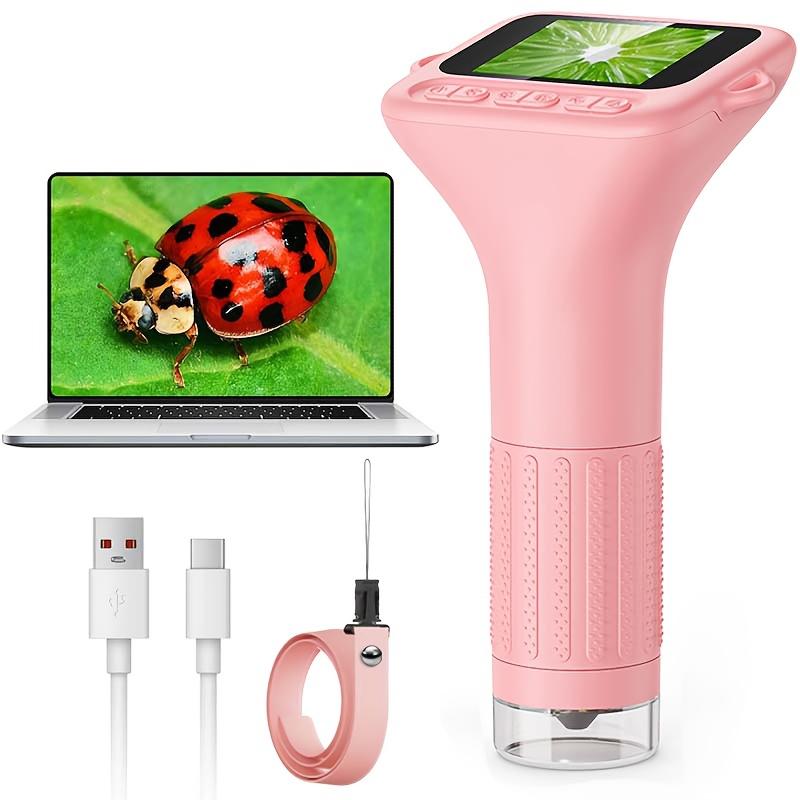 Portable Microscope for Kids and Adults, Mini Handheld Digital Microscope, USB Digital Microscope, IPS Screen Electronic Magnifier, 8 Adjustable LED Lights